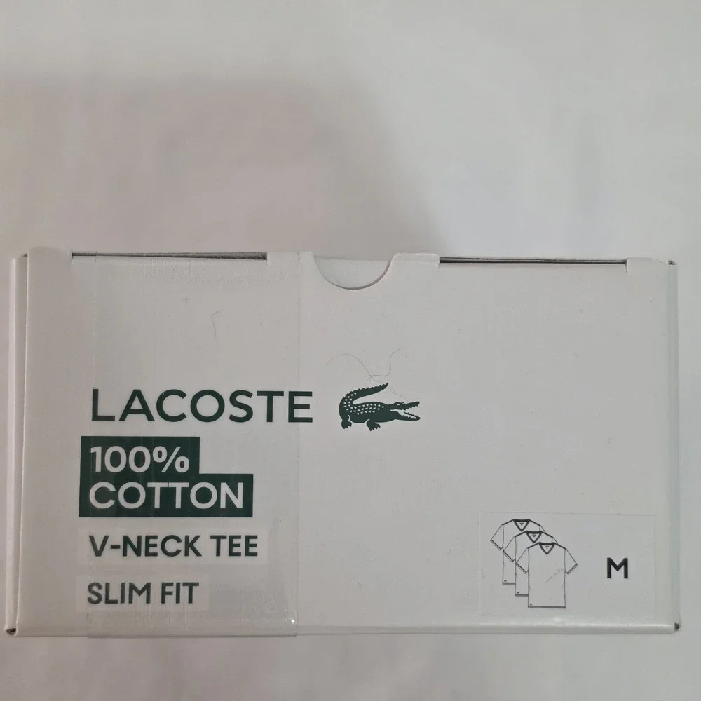 NWT Lacoste Men's 100% Cotton V-Neck T-Shirts 3-Pack Slim Fit Size M TH9008-51